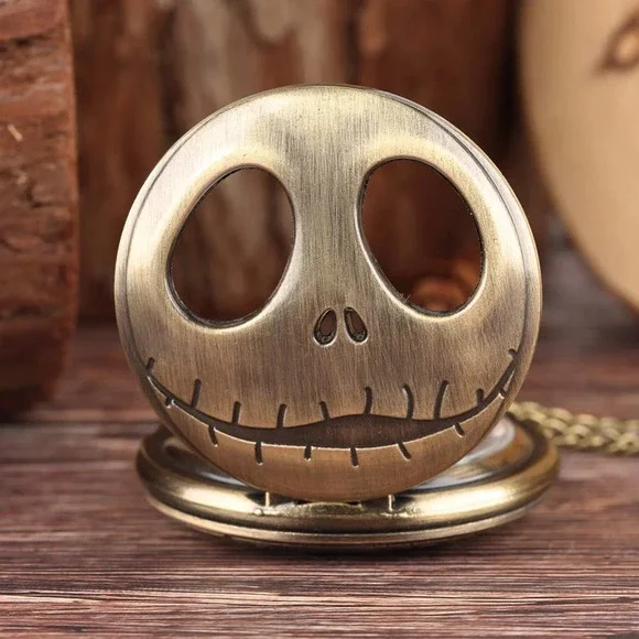 Nightmare Before Christmas Pocket Watch NEW Antique Bronze Jack Skellington - Picture 4 of 5